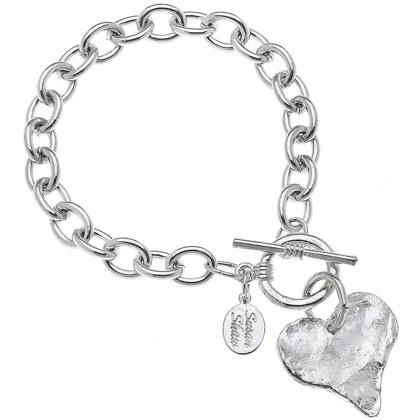 Susan Shaw Silver Heart Chain Bracelet