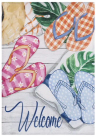 Flip Flop Sandals Welcome Burlap House Flag - 28 x 44