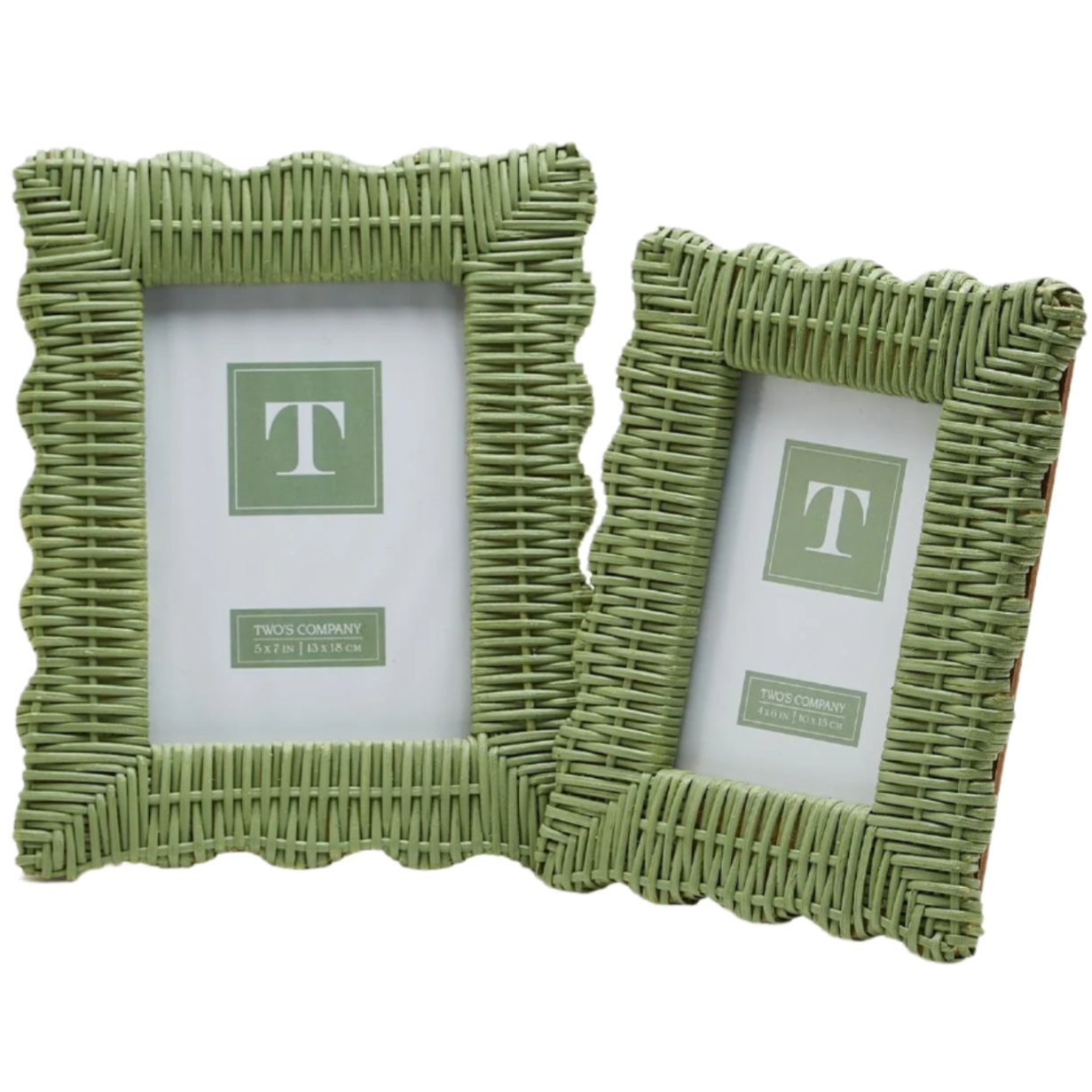 Green Scalloped Wicker Photo Frame