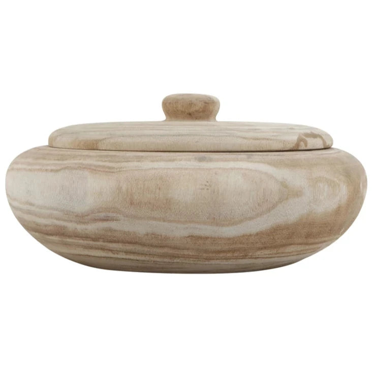 Paulownia Wood Container w/ Lid - 11.5