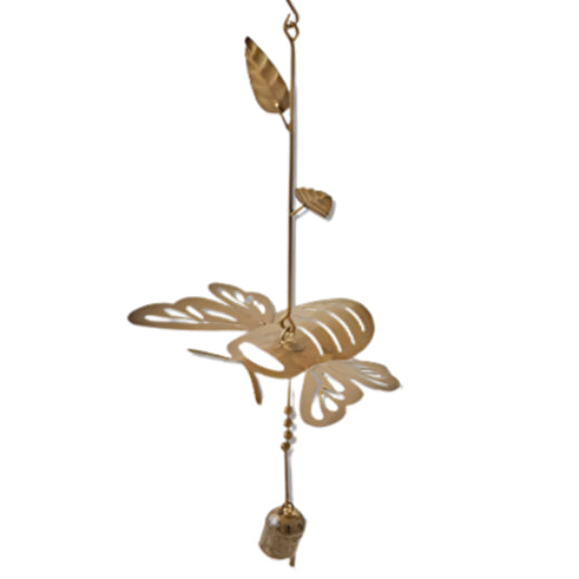 Antique Brass-Finished Honey Bee Windchime - 17