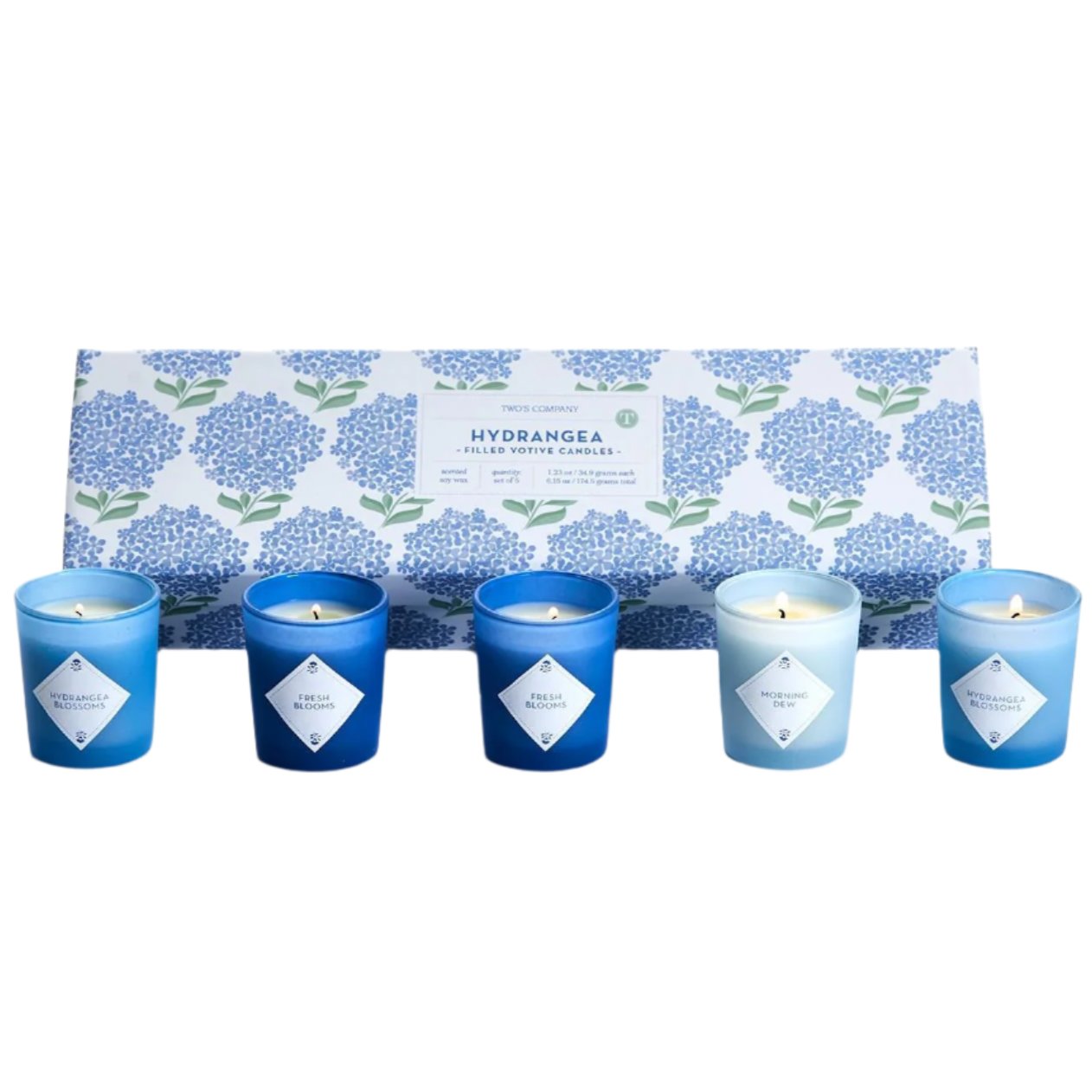 Hydrangea Floral Votive Candles w/ Gift Box - 5 pc.