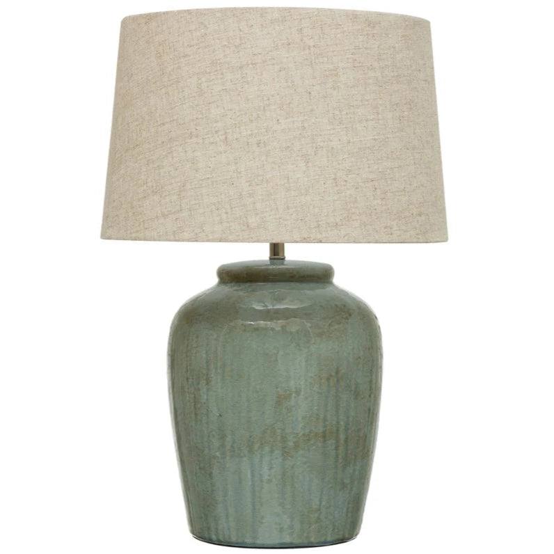 Stoneware Table Lamp w/ Linen Shade