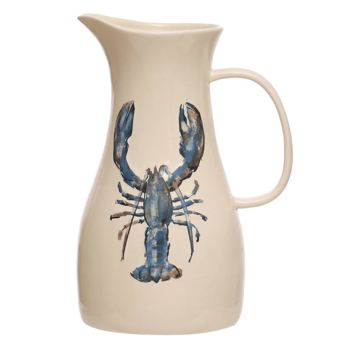 Blue Lobster Stoneware Pitcher - 10