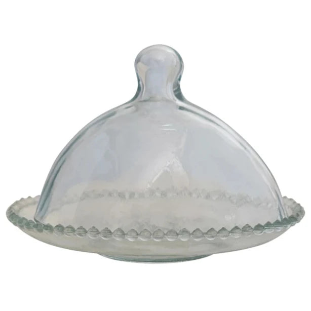 Glass Cloche w/ Hobnail Edge Tray - 8.5