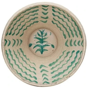 Hand-Painted Patterned Terracotta Bowl - 16.5