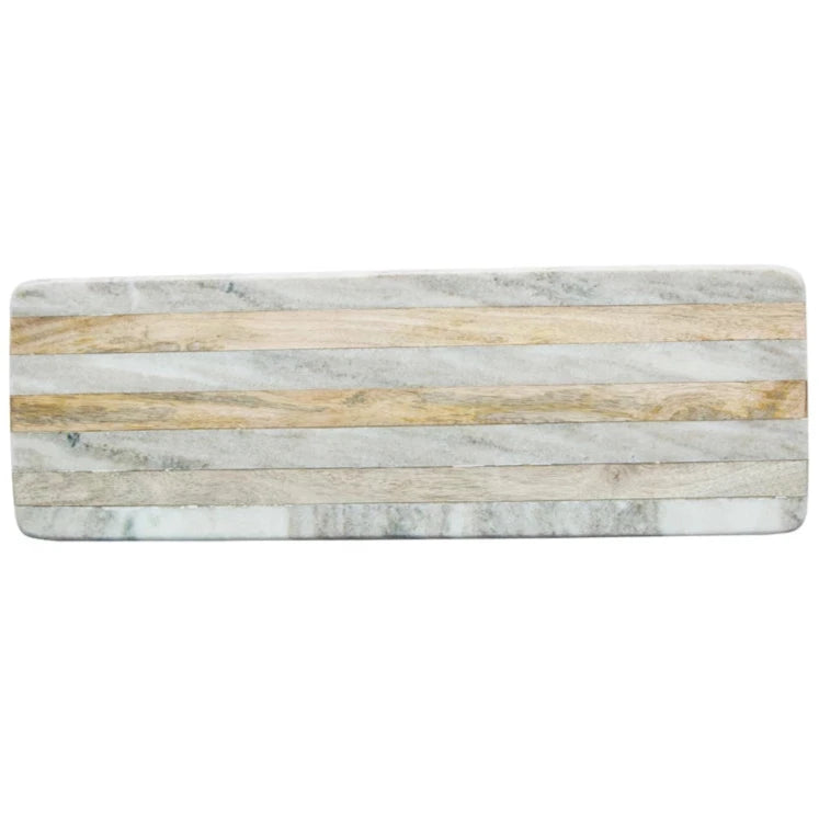 Striped Marble & Mango Wood Cheese Board - 7 x 21