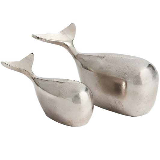 Silver Moby Whale Sculptures