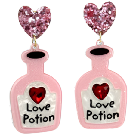 Posh Jewelry Co. Acrylic & Rhinestone Love Potion Earrings