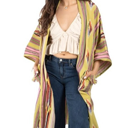 Margarita Long Ikat Striped Kimono