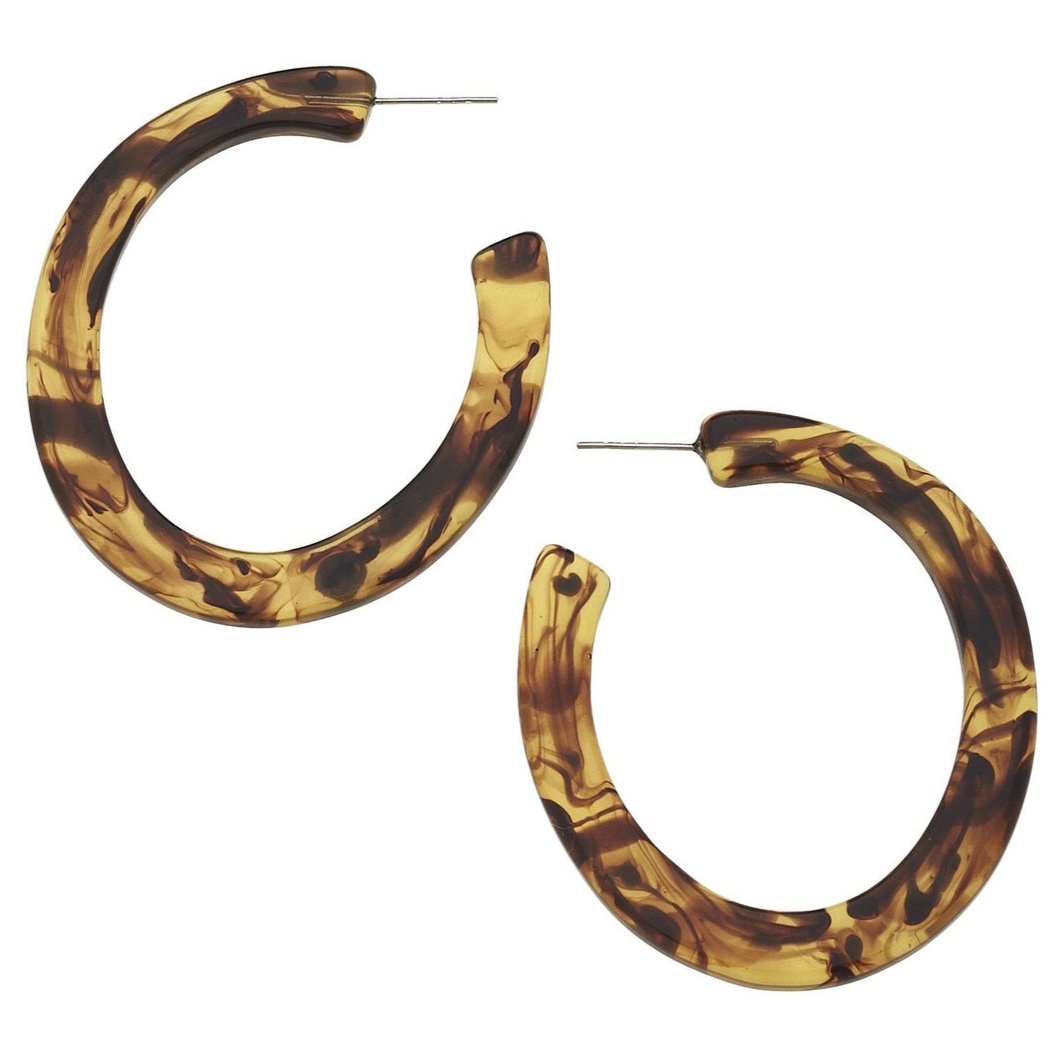 Tortoise Lucite Flat Hoop Earrings