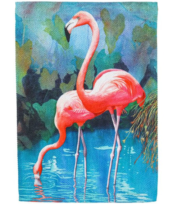 Painted Flamingos Textured Suede House Flag - 29 x 43