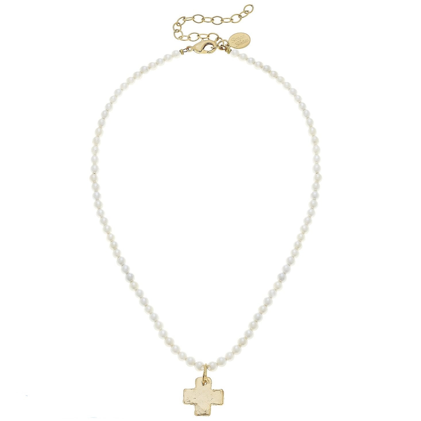 Susan Shaw Beaded Gold/Silver Cross Necklace