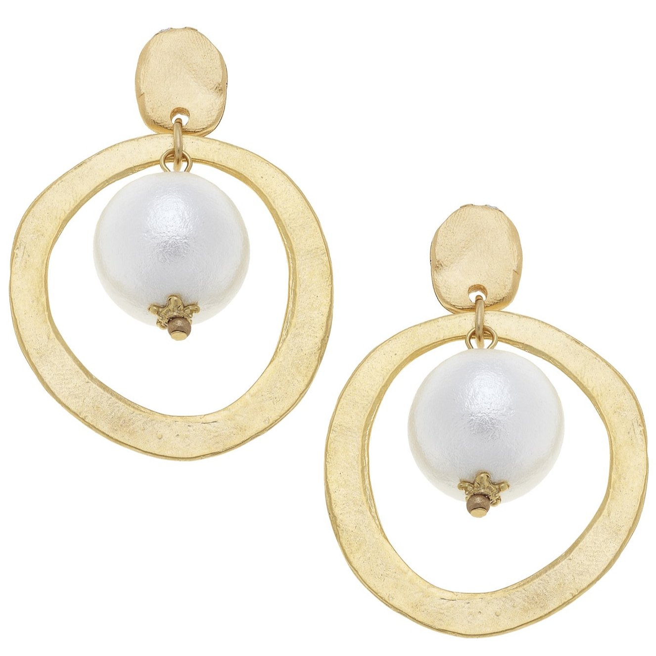 Susan Shaw Gold Hoop & Pearl Earrings