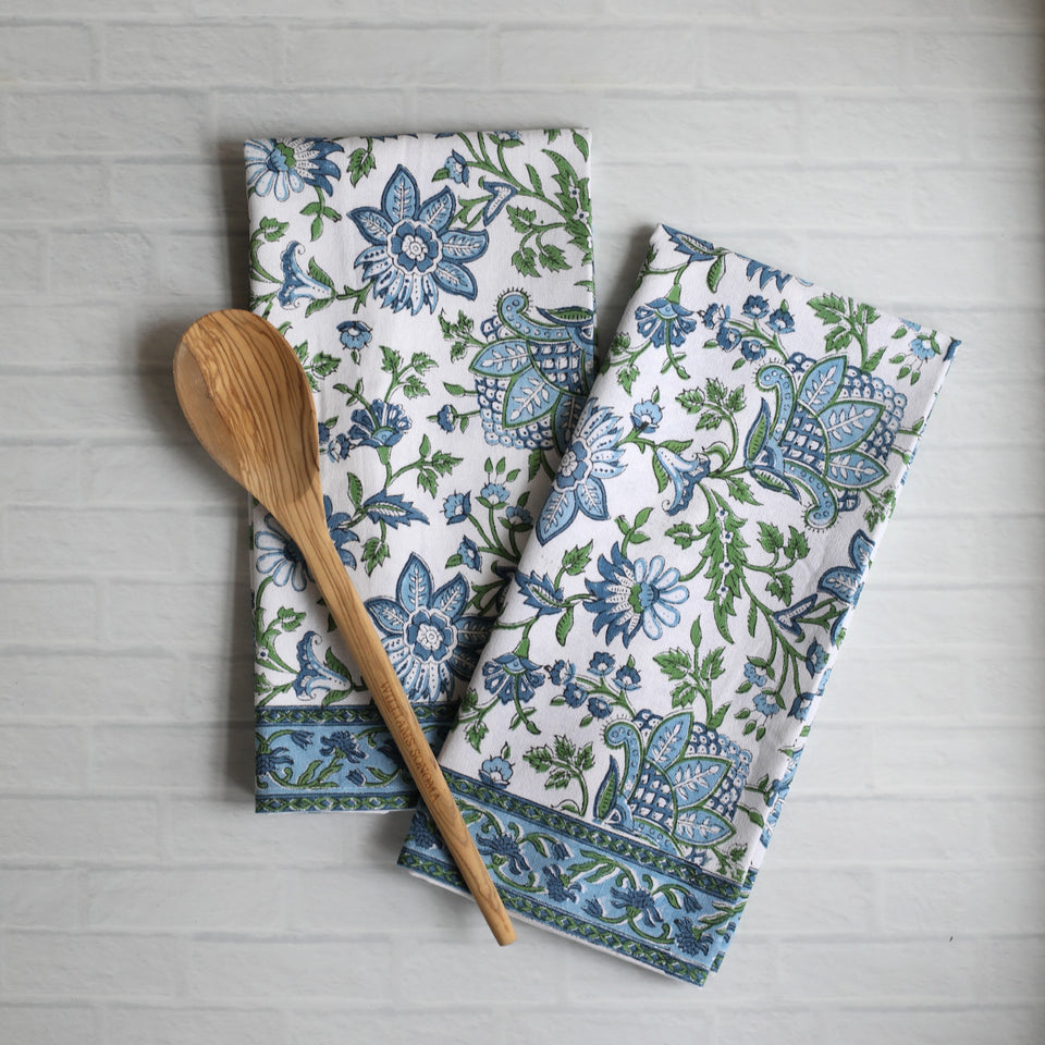 Pacific & Rose Block-Printed Kitchen Towels - 2 pc.