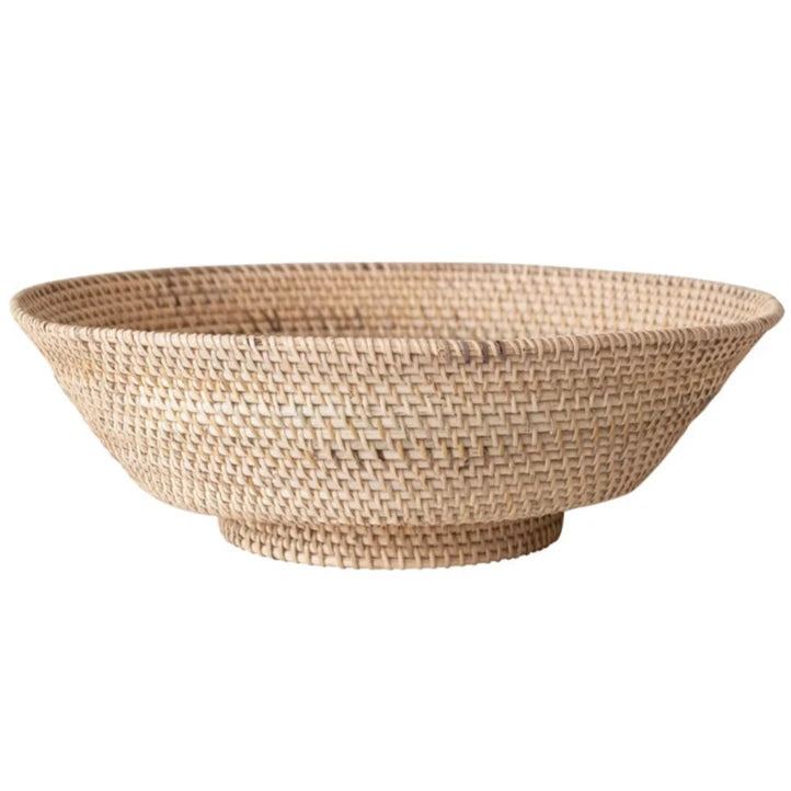 Decorative Hand-Woven Rattan Footed Bowl - 18