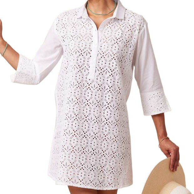 White Eyelet Beach Shirt