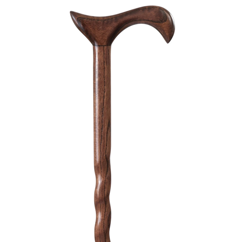 Brazos Derby Handle Twisted Oak Cane - 34