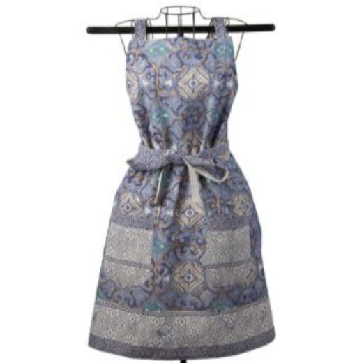 Indigo Block Print Cotton Apron