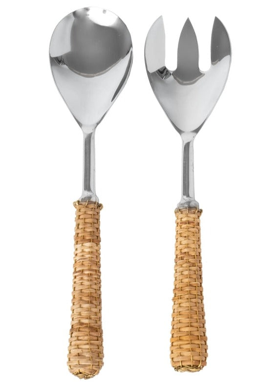 Basketweave Wicker Handle Salad Servers - 2 pc.