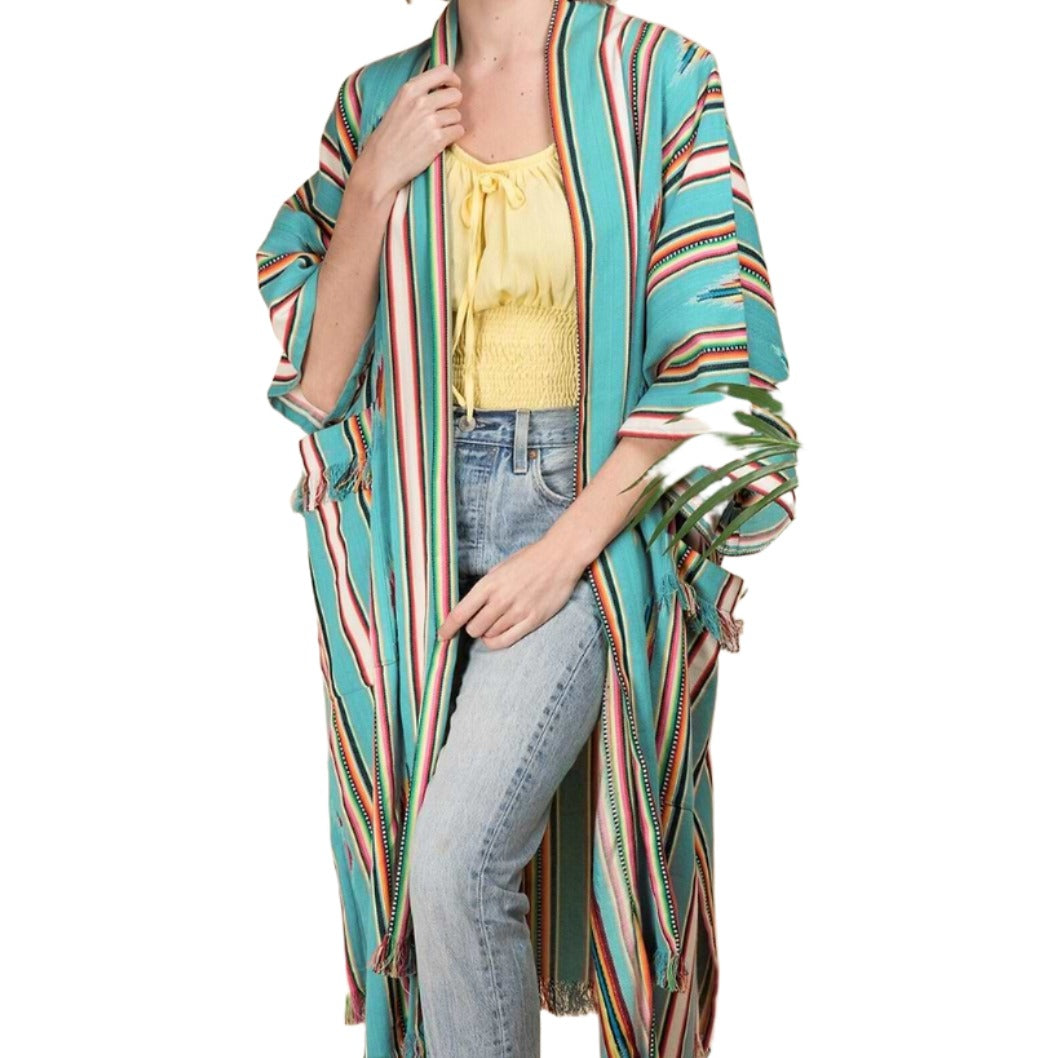 Ikat Striped Kimono Jacket