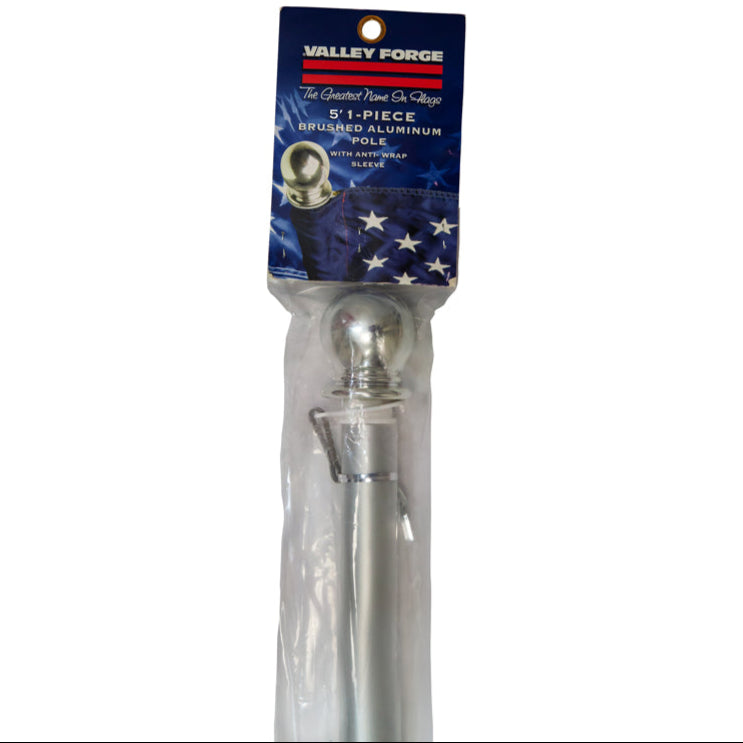 Valley Forge Brushed Aluminum Flagpole - 5'