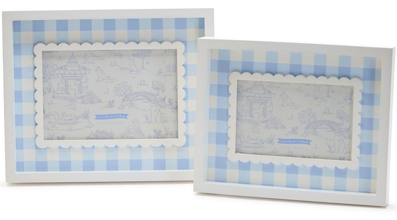 Scalloped Gingham Baby Photo Frames