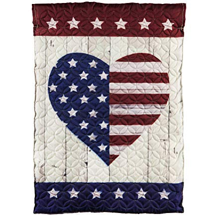 Stars & Stripes Quilted Heart Garden Flag - 13 x 18