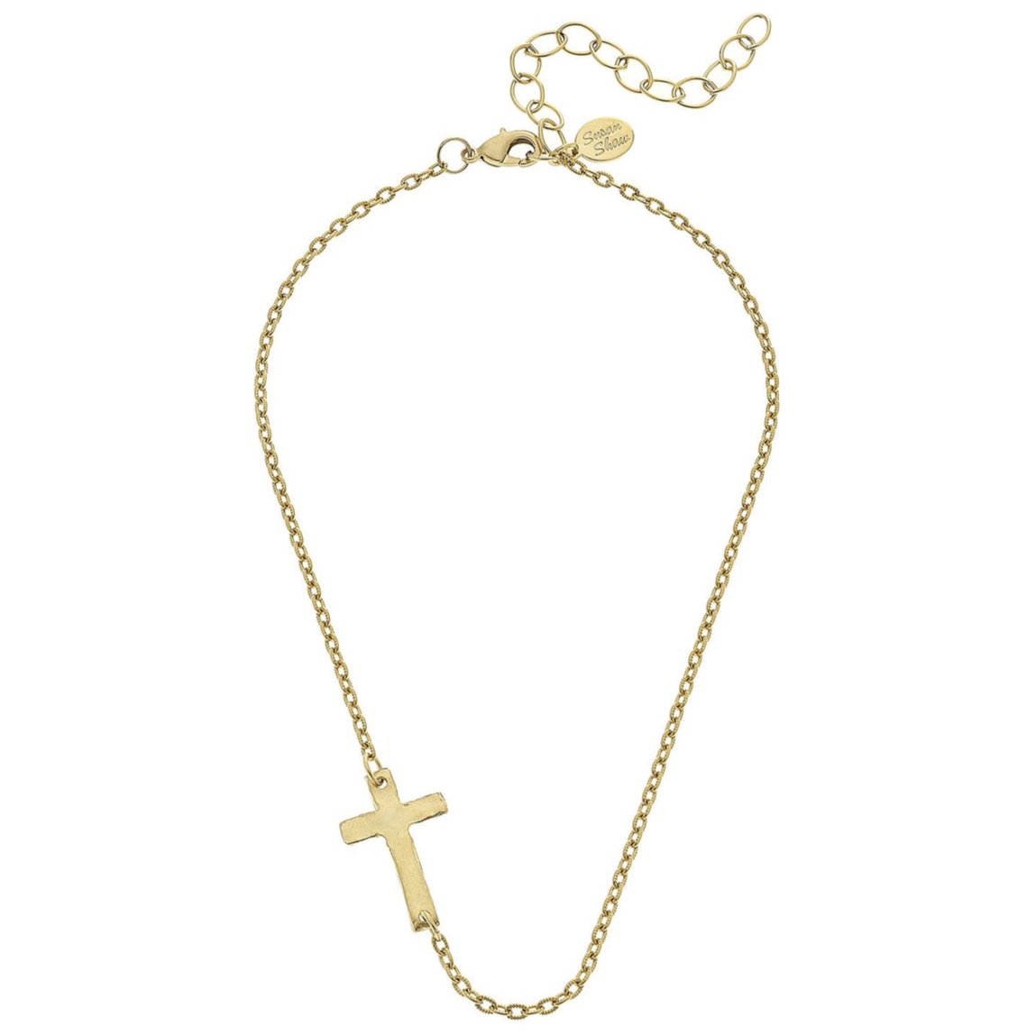 Susan Shaw Gold Side Cross Necklace