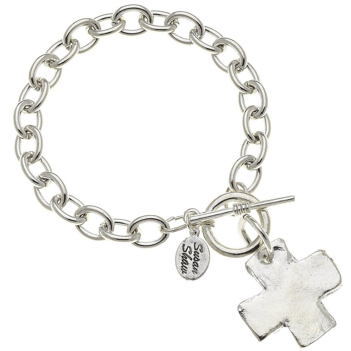 Susan Shaw Silver Cross Toggle Bracelet