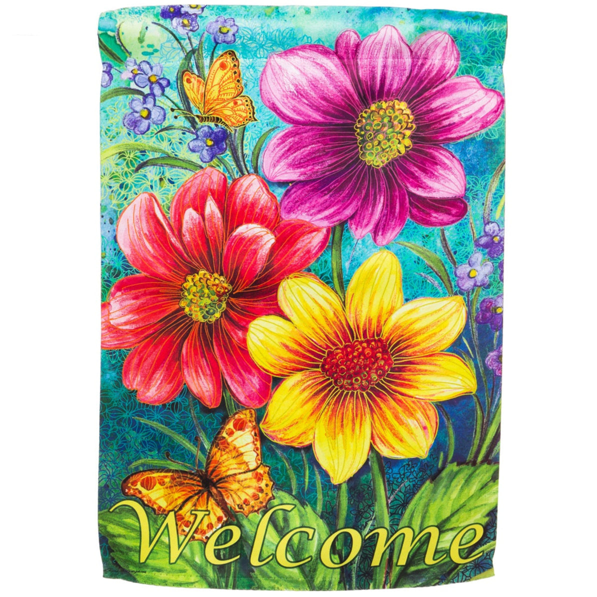 Gerbera Daisies Welcome Suede House Flag - 29 x 43