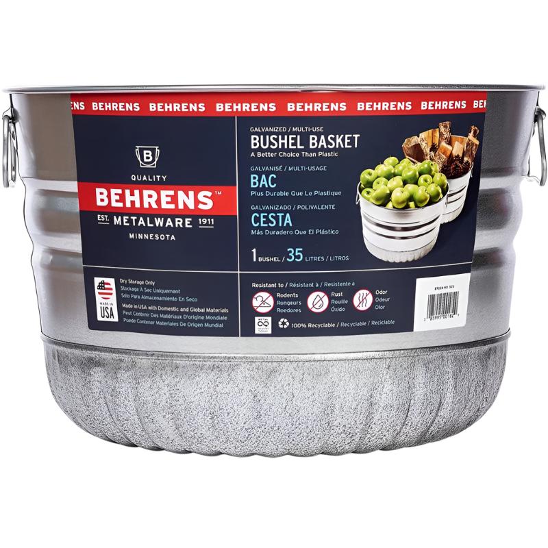 Behrens Galvanized Steel Bushel Basket - 9.3 gal.