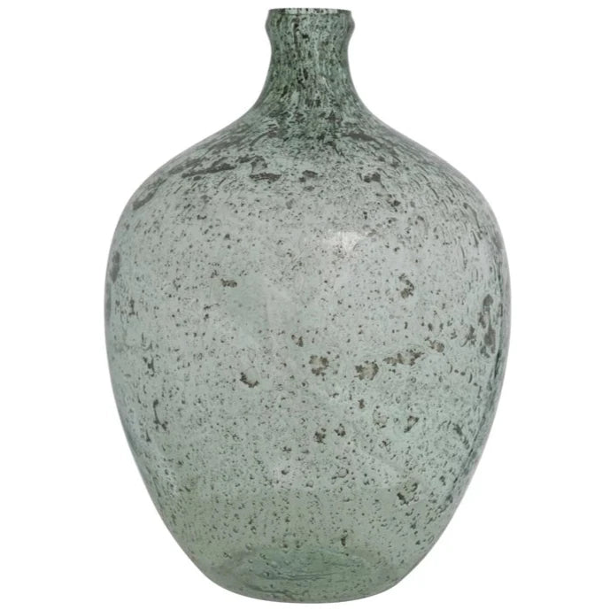 Recycled Glass Green Seeded Vase - 15