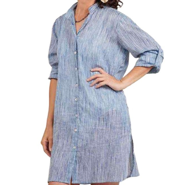 Suri Navy Button Down Beach Tunic