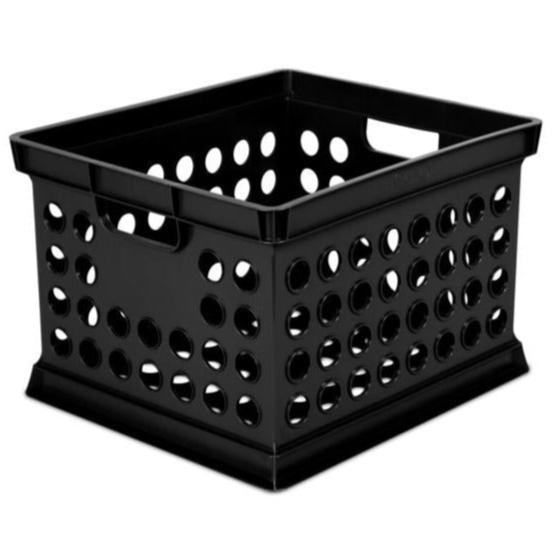 Sterilite Stackable Black Storage Crate