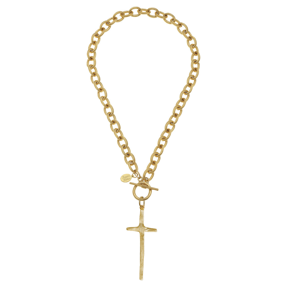 Susan Shaw Tall Gold Cross Toggle Necklace