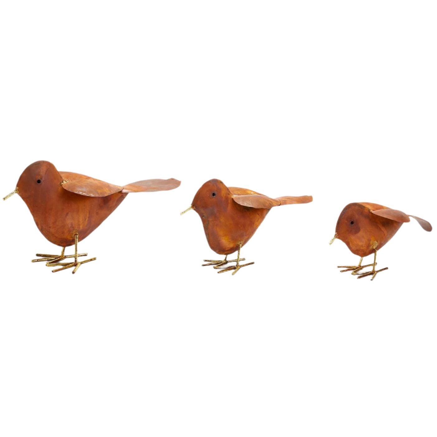 Hand-Wrought Iron Bird Figures w/ Gold Accent