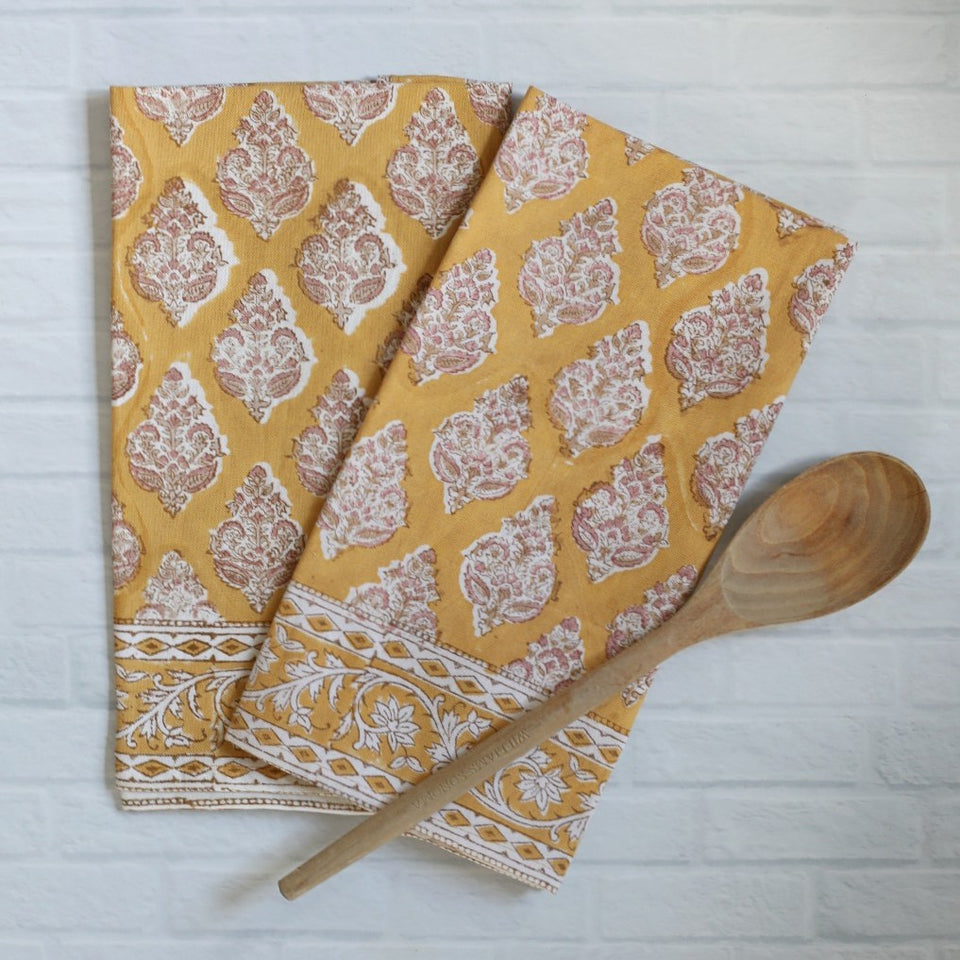 Pacific & Rose Block-Printed Kitchen Towels - 2 pc.