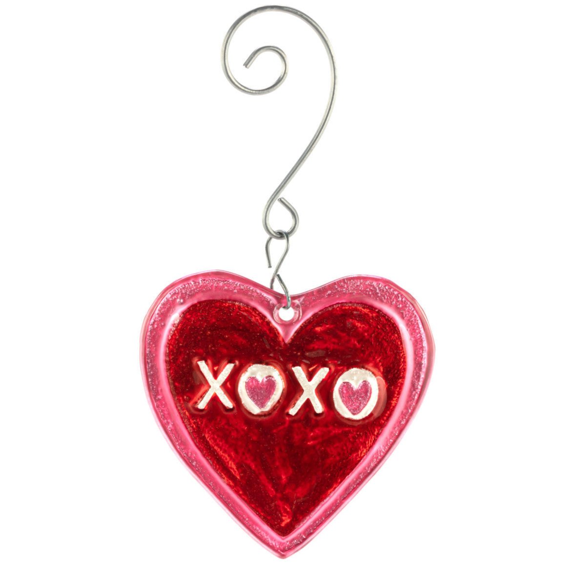 XOXO Valentine's Heart Glass Fusion Ornament