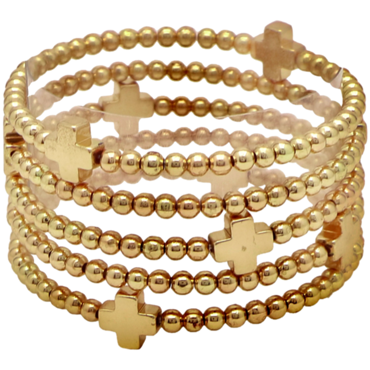 Posh Jewelry Co. Beads & Cross Charm Stack Bracelets