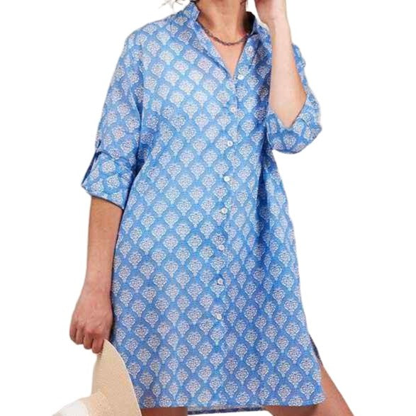 Fifer Blue Button Down Beach Tunic