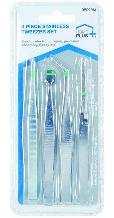 Home Plus Stainless Steel Tweezer Set - 4 pc.