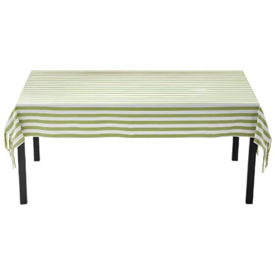 Springtime Striped Green Cotton Tablecloth - 60 x 84