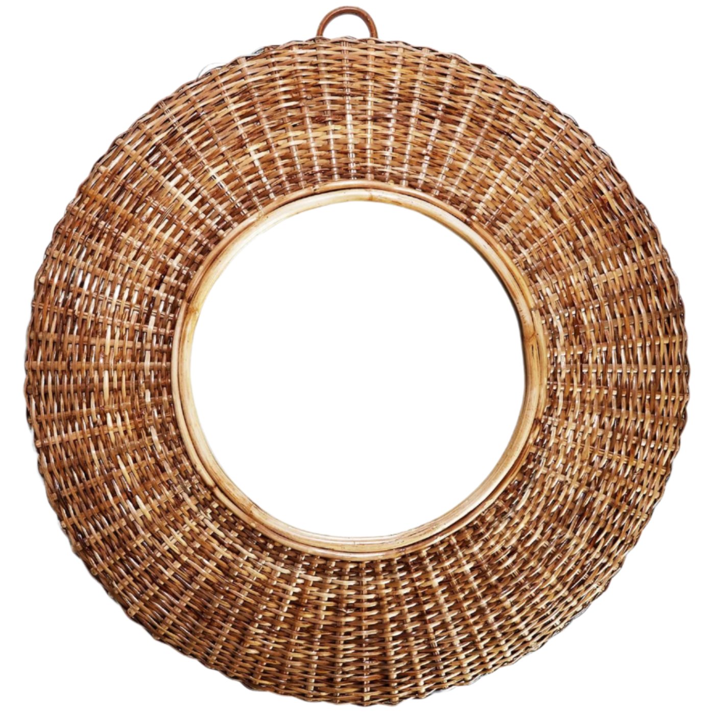 Hand-Woven Cane Wall Mirror - 30