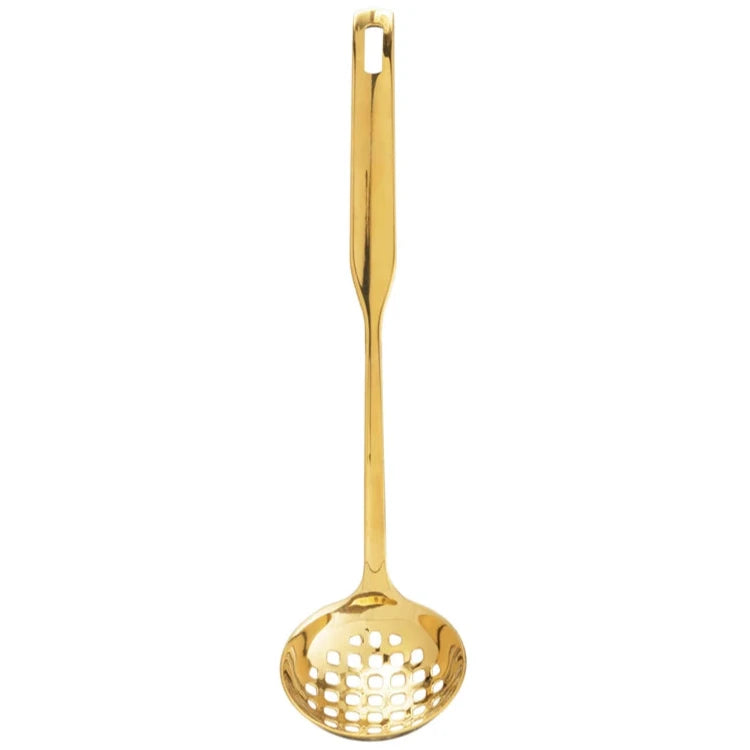 Gold Electroplated Stainless Steel Slotted Ladle - 10.25