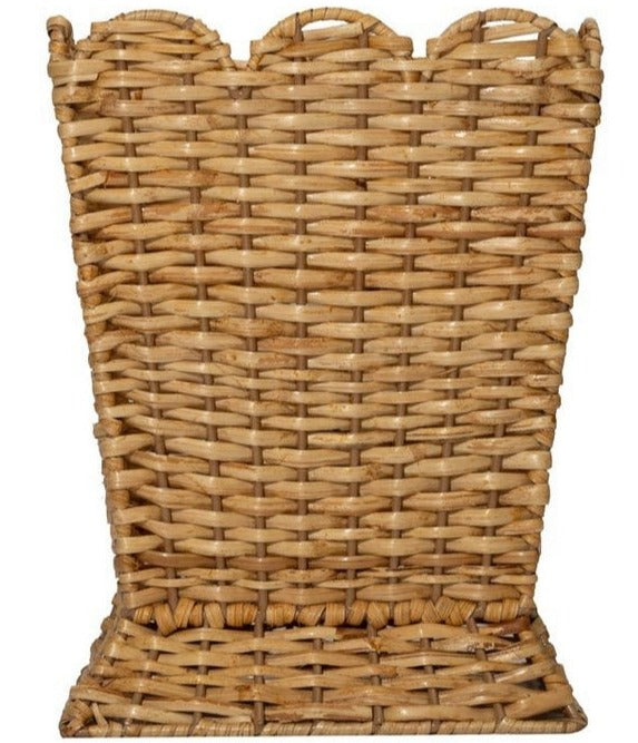 Scalloped Wicker Waste Basket