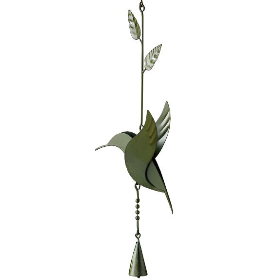 Iron Hummingbird Windchime (Moss Green) - 15