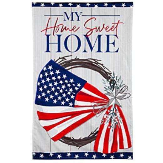 American Flag & Wreath Linen House Flag - 28 x 44