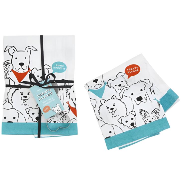 Treats Please Doggie Dish Towel & Cookie Cutter Set