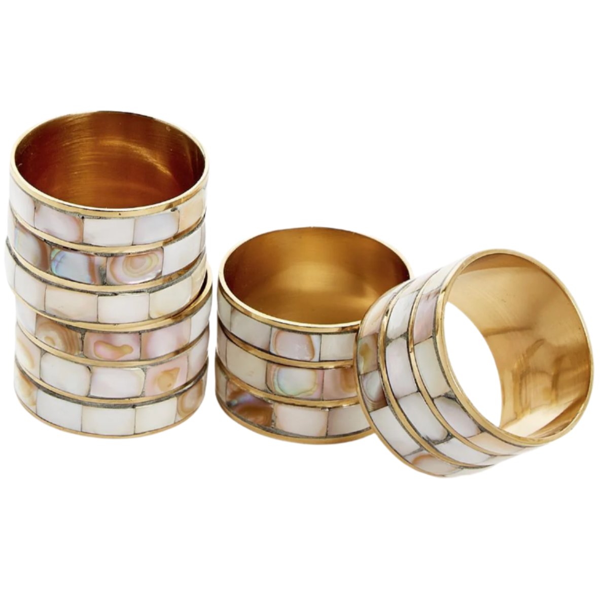 Mother of Pearl Inlaid Napkin Rings - 4 pc.